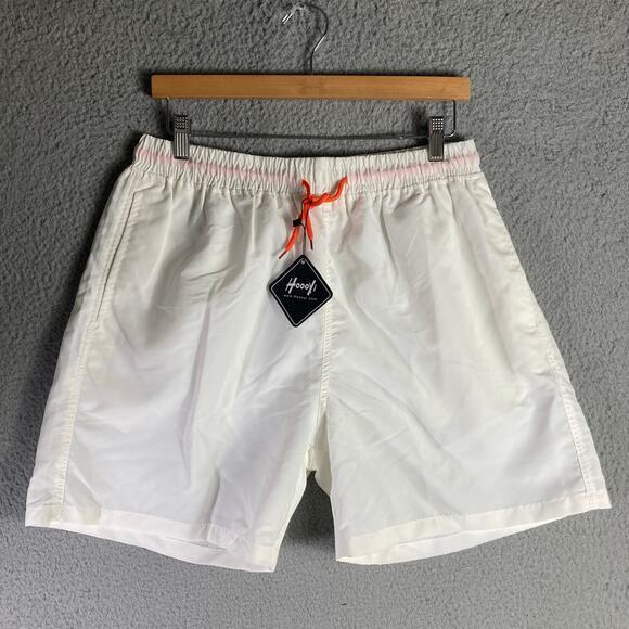 Men's White Swim Board Trunks Shorts Size L Casual Summer NEW - Picture 3 of 10